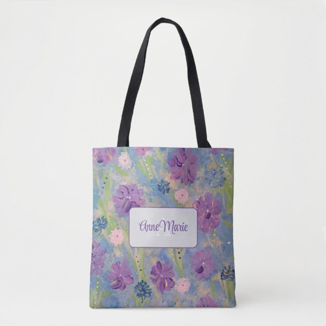 Bolsa de Tote de Monograma Floral Primario (Anverso)