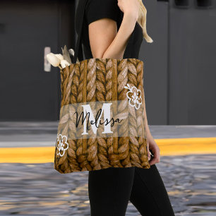Bolsa de Tote de Monograma Floral Rústico Regalo