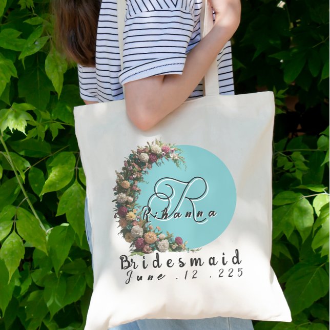 Bolsa de Tote de Monograma Floral verde azulado |  (Subido por el creador)