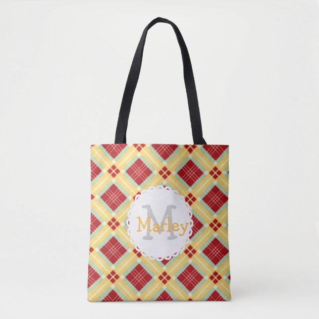 Bolsa de Tote de Monograma Rojo (Anverso)