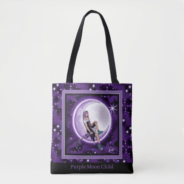 Bolsa De Tote De Niño Morado De La Luna (Anverso)