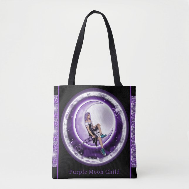 Bolsa De Tote De Niño Morado De La Luna (Anverso)