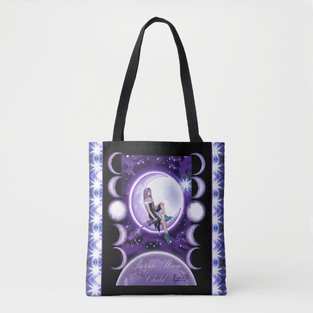 Bolsa De Tote De Niño Morado De La Luna (Anverso)