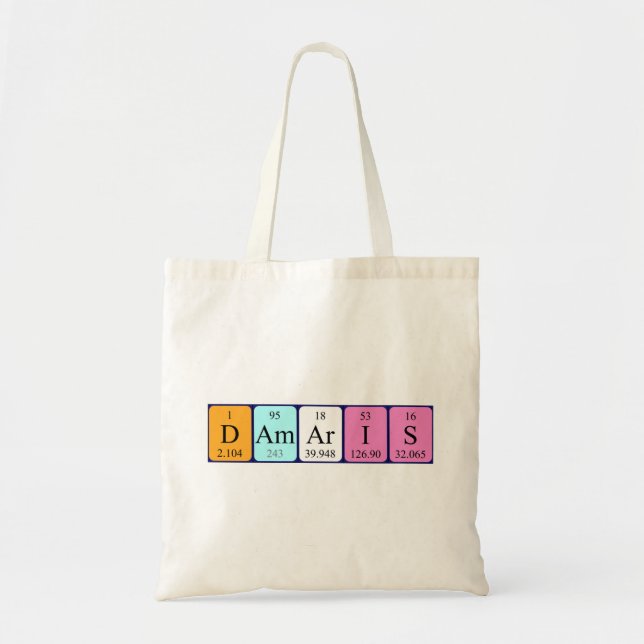 Bolsa de tote de nombre de tabla periódica de Dama (Frente)