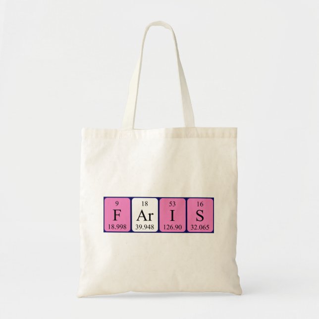 Bolsa de tote de nombre de tabla periódica de Fari (Frente)