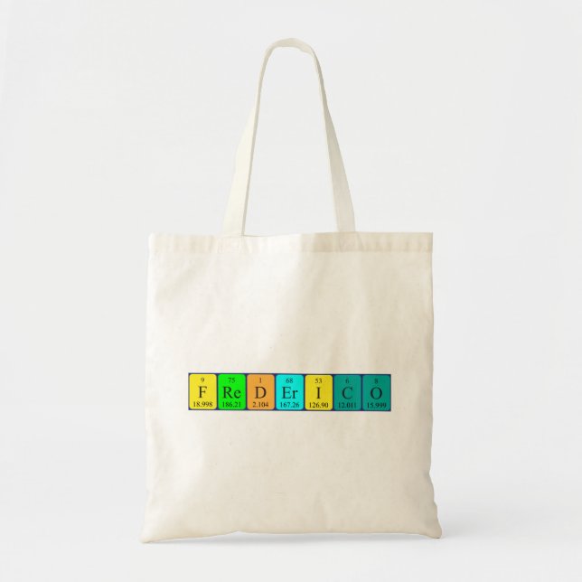 Bolsa de tote de nombre de tabla periódica de Fred (Frente)