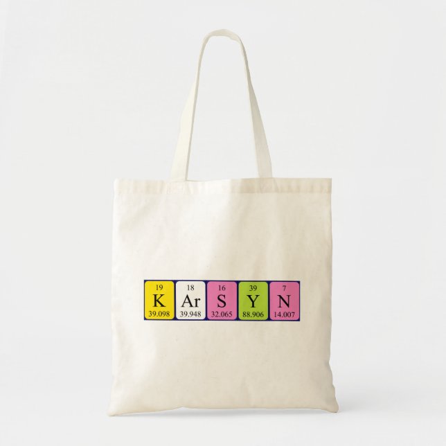 Bolsa de tote de nombre de tabla periódica de Kars (Frente)
