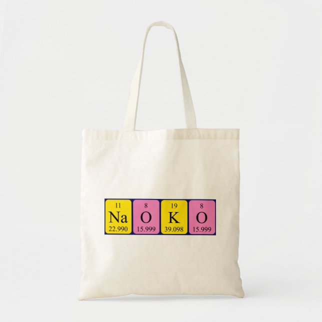 Bolsa de tote de nombre de tabla periódica de Naok (Frente)