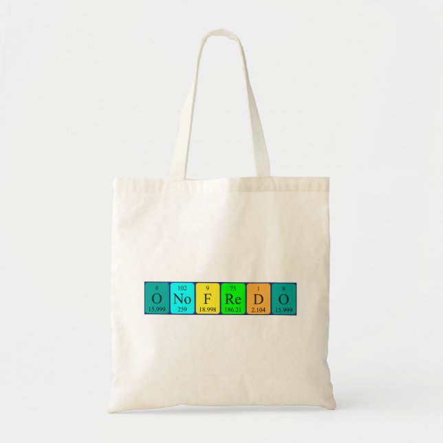 Bolsa de tote de nombre de tabla periódica de Onof (Frente)