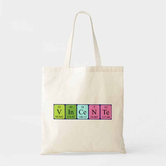 Bolsa de tote de nombre de tabla periódica de Vinc (Frente)
