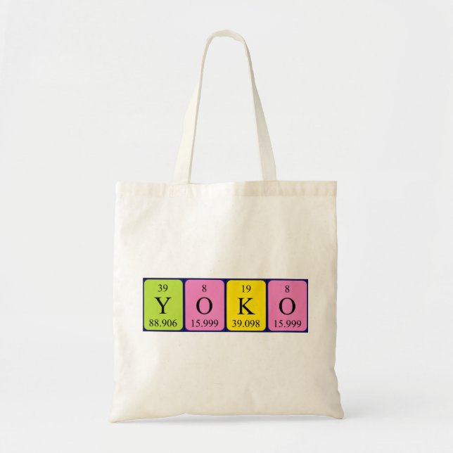 Bolsa de tote de nombre de tabla periódica de Yoko (Frente)