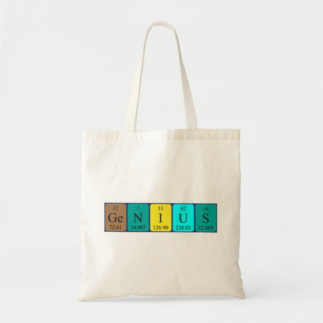 Bolsa de tote de nombre de tabla periódica Genius (Frente)