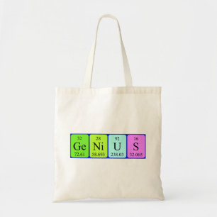 Bolsa de tote de nombre de tabla periódica Genius