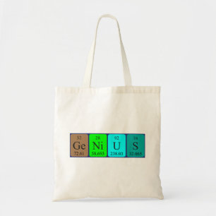 Bolsa de tote de nombre de tabla periódica Genius