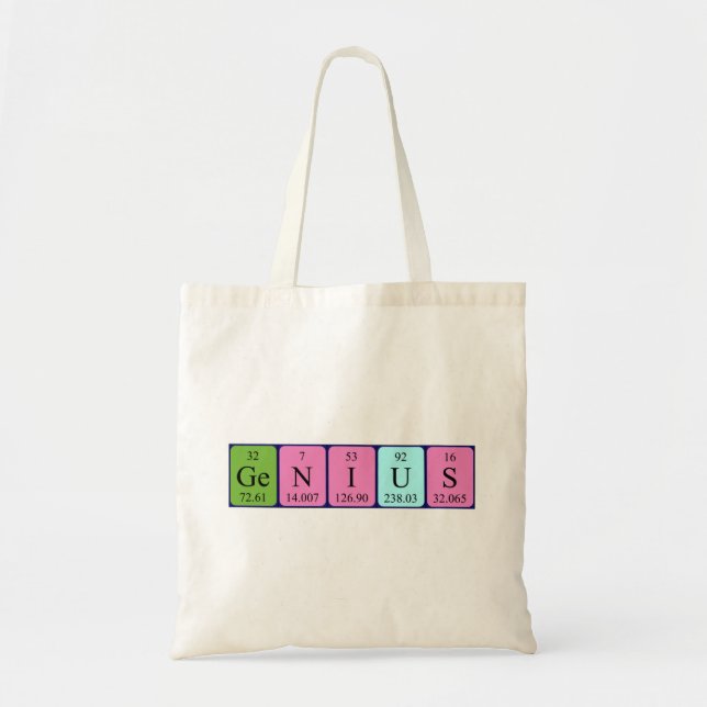 Bolsa de tote de nombre de tabla periódica Genius (Frente)