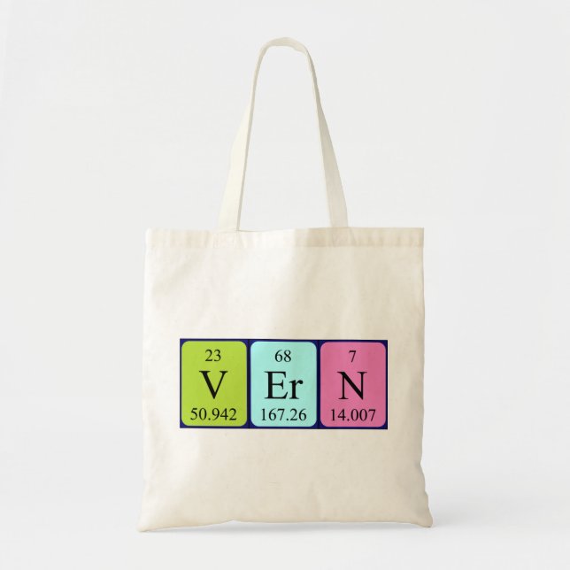 Bolsa de tote de nombre de tabla periódica Vern (Frente)