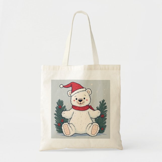 Bolsa De Tote De Oso Blanco navidades (Frente)