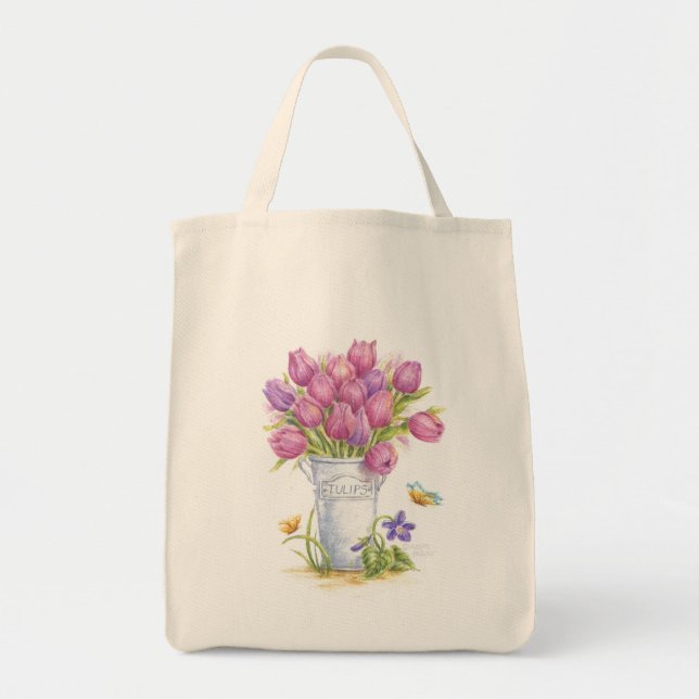 Bolsa de Tote de Pail Grocery Florist Tulip (Frente)