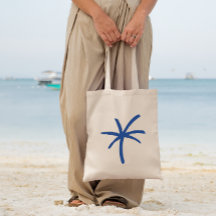 Bolsa De Tote De Palm Tree Azul Costero Moderno