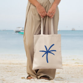 Bolsa De Tote De Palm Tree Azul Costero Moderno