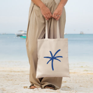 Bolsa De Tote De Palm Tree Azul Costero Moderno