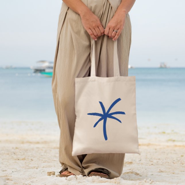 Bolsa De Tote De Palm Tree Azul Costero Moderno (Subido por el creador)
