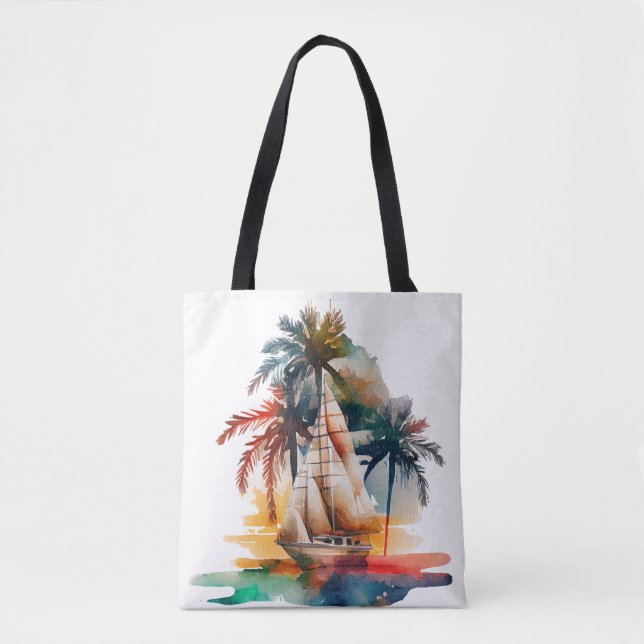 Bolsa De Tote De Palm Tropical Colorida (Anverso)