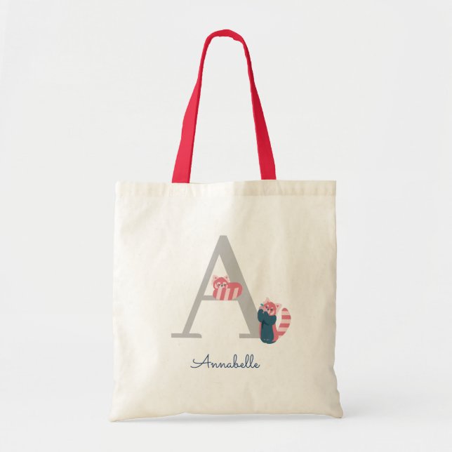 Bolsa De Tote De Panda Rojo Letra Monograma "A" (Frente)