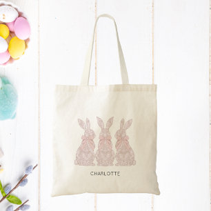 Bolsa de Tote de Pascua con diseño de conejo de en