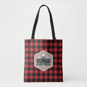 Bolsa De Tote De Patrón De Búfalo Rojo Y Negro