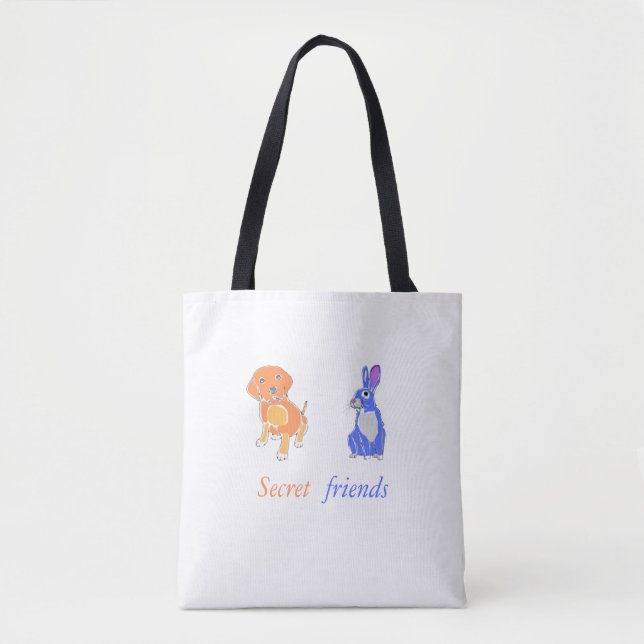Bolsa De Tote De Perro Y Conejo Con Ilustración El (Anverso)