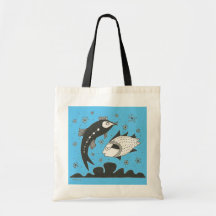 Bolsa De Tote De Pescado Azul De Inspiración Grieg