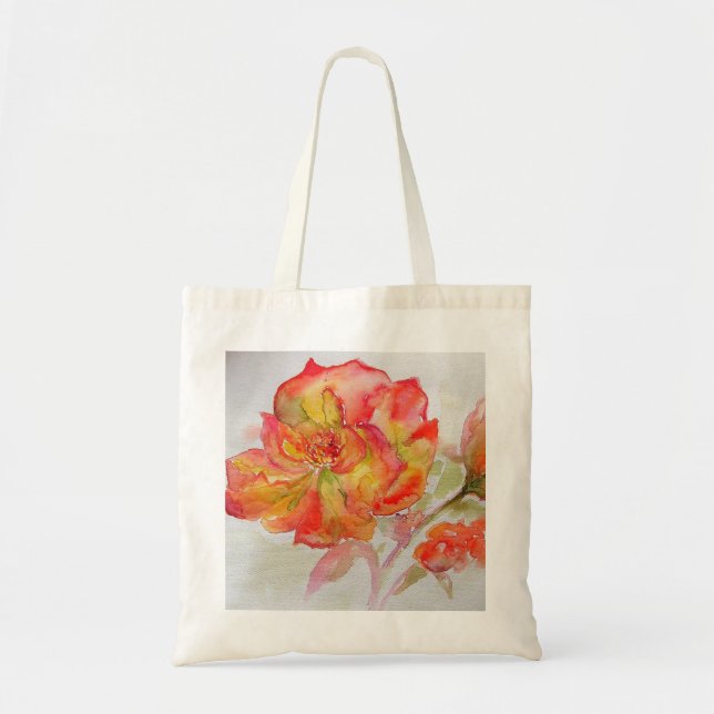 Bolsa De Tote De Pintura De Agua Rosa naranja (Frente)