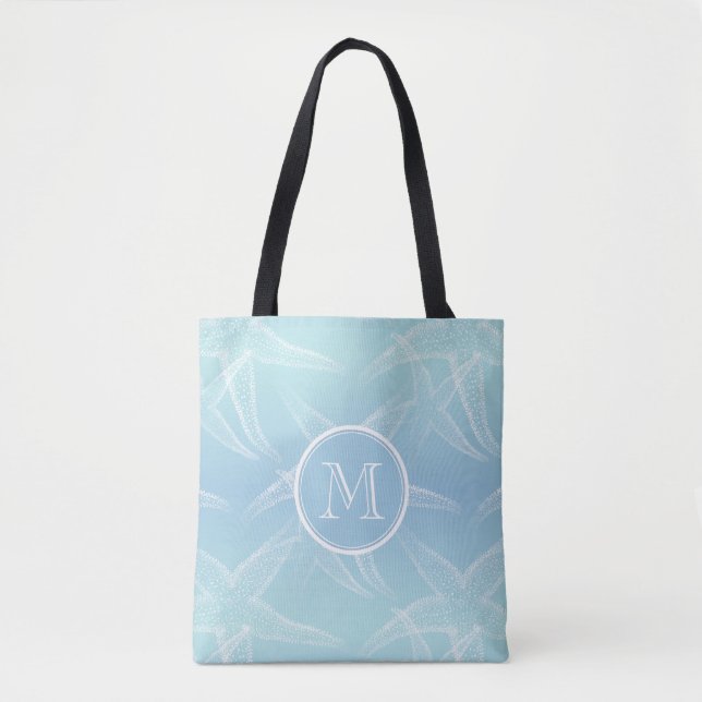 Bolsa de Tote de Playa Starfish Aqua Blue Monogram (Anverso)