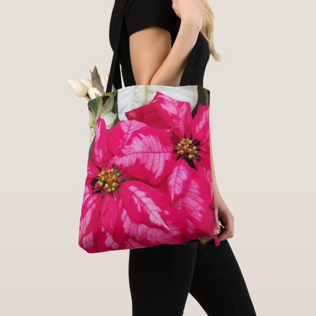 Bolsa De Tote De Poinsettia Variada Rosa (Detalle)