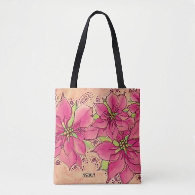 Bolsa De Tote De Poinsettias Rosa (Anverso)