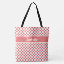 Bolsa De Tote De Polka Blanco Y Rosa Nombrada Giro
