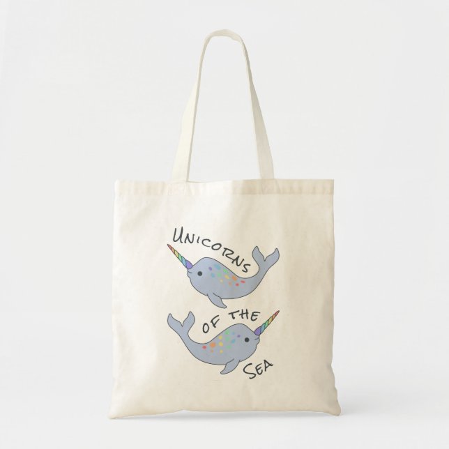 Bolsa de Tote de Rainbow Narwhal Sea Unicorns (Frente)
