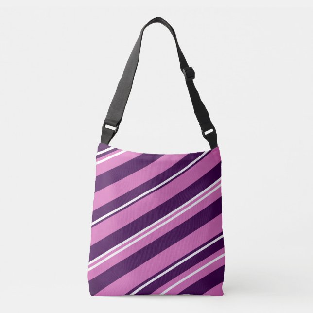 Bolsa de Tote de rayas moradas y rosadas Bloom (Anverso)