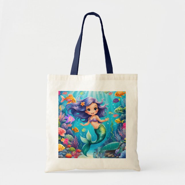 Bolsa de Tote de Sirena Cuidada a la Noche Bolsa d (Frente)