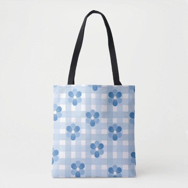 Bolsa De Tote De Sky Blue Checkered (Anverso)