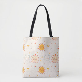 Bolsa de tote de sol y luna sonriente, estética su