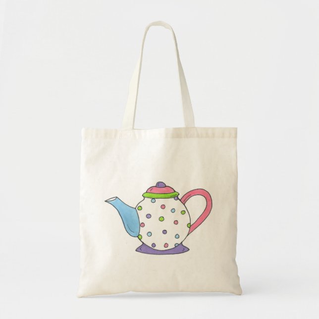 Bolsa de Tote de Té de Punto de Polka Pastel (Frente)