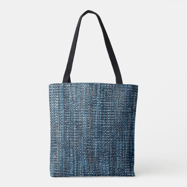 Bolsa De Tote De Tejido Fino Azul (Reverso)