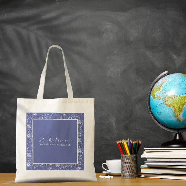 Bolsa de Tote de un profesor de flores moderno bri (Bright Modern Floral Teacher's Tote Bag. Say thank you with this personalised gift.)