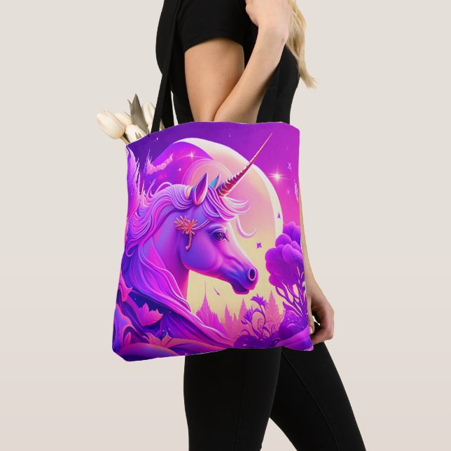 Bolsa de Tote de Unicornio rosa y morado (Detalle)