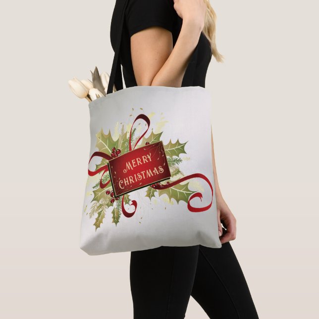 Bolsa de Tote de vacaciones para los Navidades roj (Detalle)