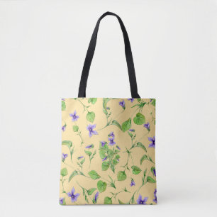 Bolsa de Tote de verano amarilla con violetas