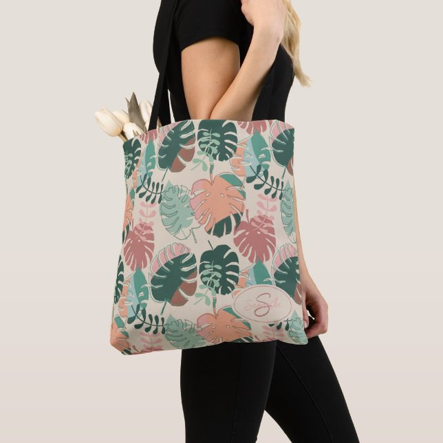 Bolsa de Tote de verano del Boho Monstera personal (Detalle)