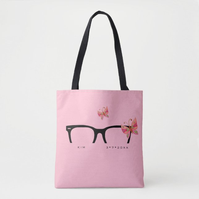 Bolsa De Tote De Vidrio De Mariposa Rosa minimalis (Anverso)
